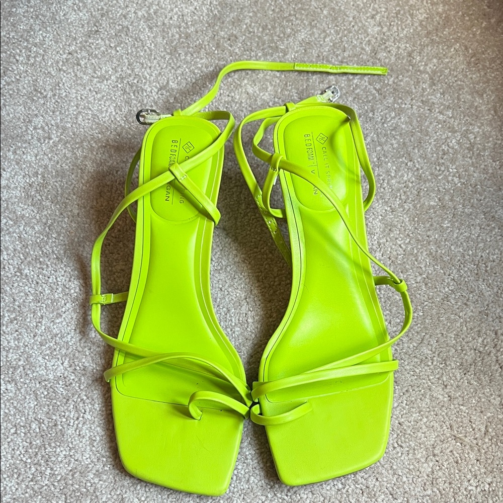 Neon Lime Strappy Sandals